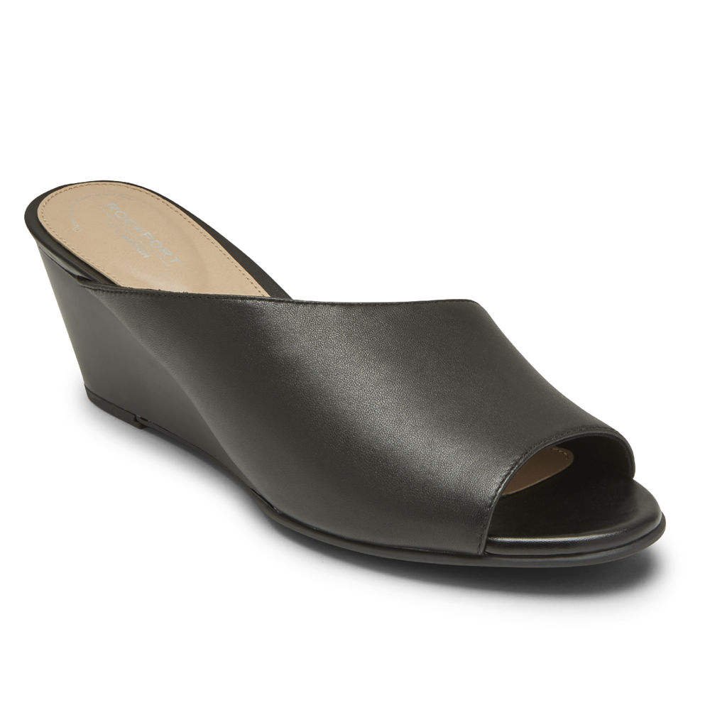 Rockport Singapore Womens Slides - Total Motion Taylor Asymmetrical Black - NK5487206